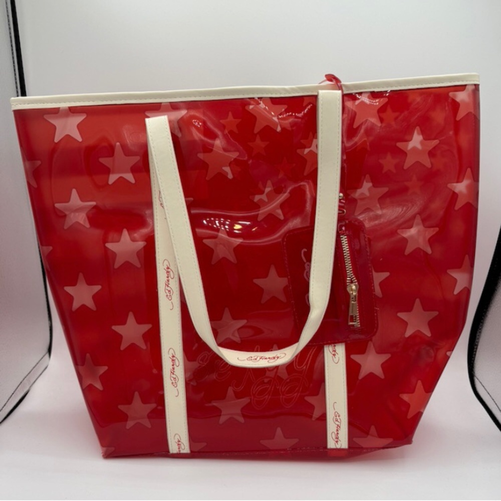 Ed Hardy Vibrant Red Flag Tote Bag